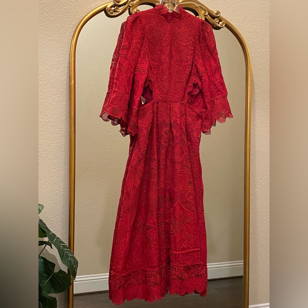Farm Rio Guipire Cut Out Midi Dress Size M - Picture 10 of 12
